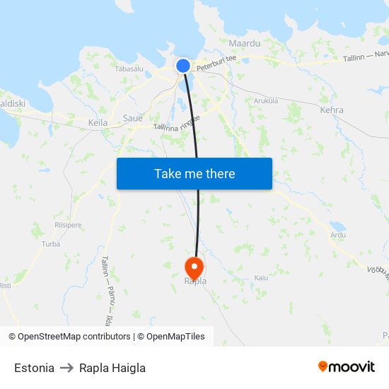 Estonia to Rapla Haigla map
