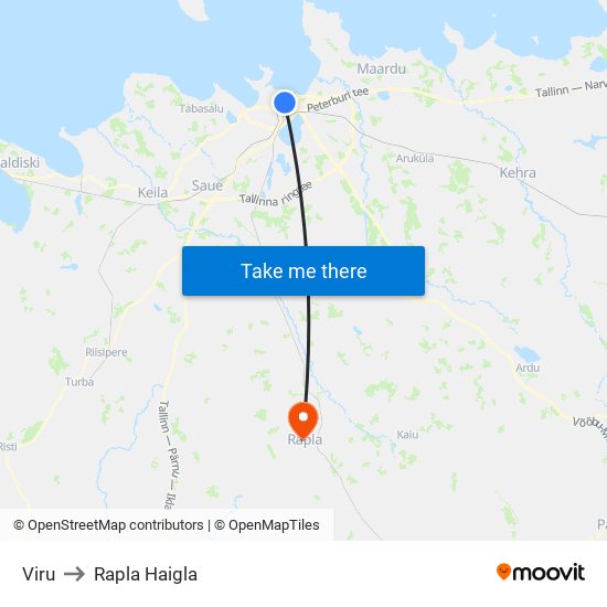 Viru to Rapla Haigla map