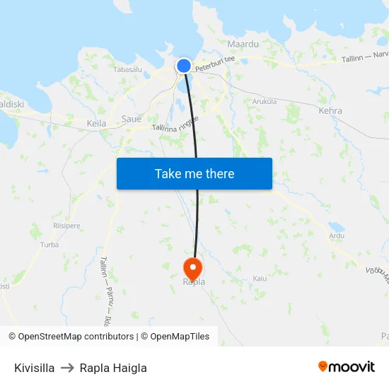 Kivisilla to Rapla Haigla map