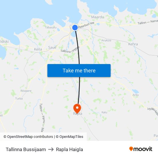 Tallinna Bussijaam to Rapla Haigla map