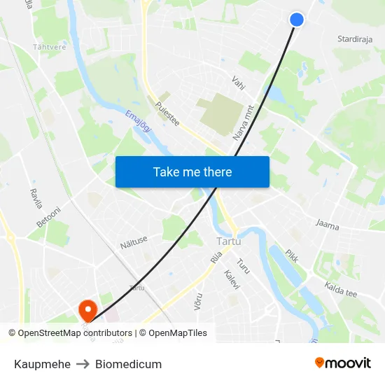 Kaupmehe to Biomedicum map