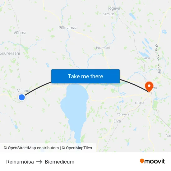 Reinumõisa to Biomedicum map