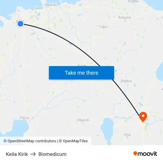 Keila Kirik to Biomedicum map