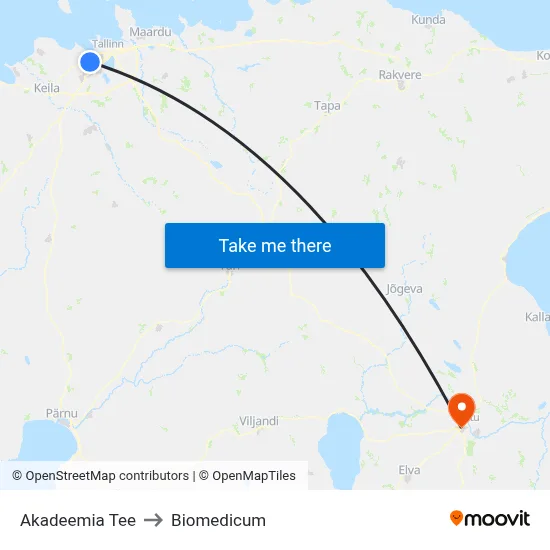 Akadeemia Tee to Biomedicum map
