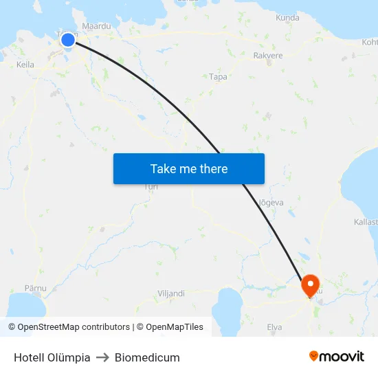 Hotell Olümpia to Biomedicum map
