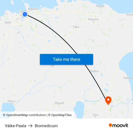 Väike-Paala to Biomedicum map