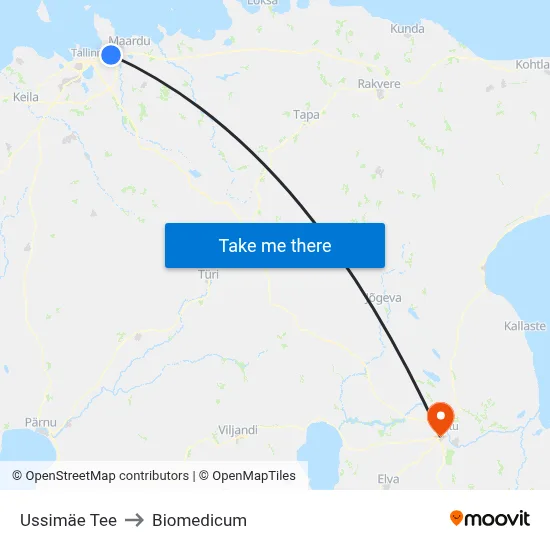 Ussimäe Tee to Biomedicum map