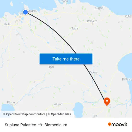 Supluse Puiestee to Biomedicum map