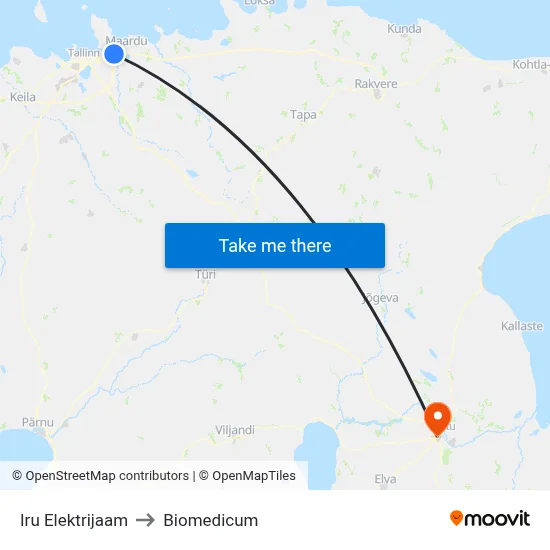 Iru Elektrijaam to Biomedicum map
