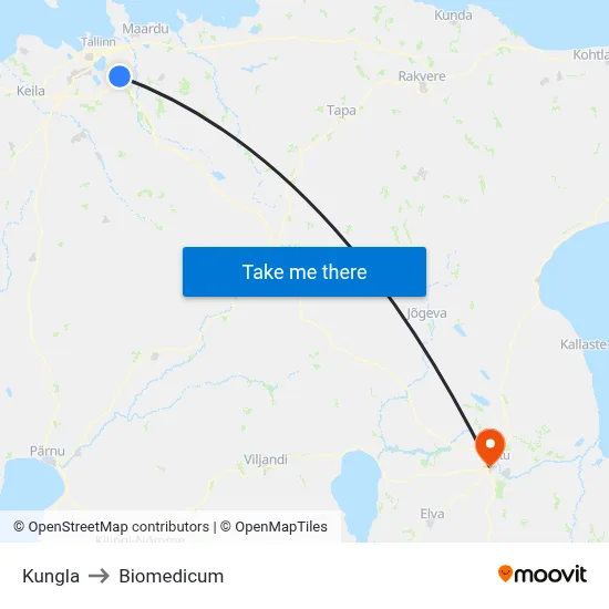 Kungla to Biomedicum map