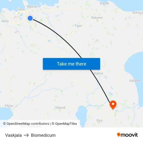 Vaskjala to Biomedicum map