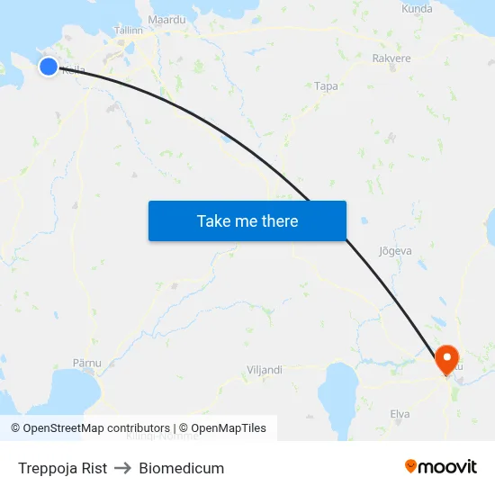 Treppoja Rist to Biomedicum map