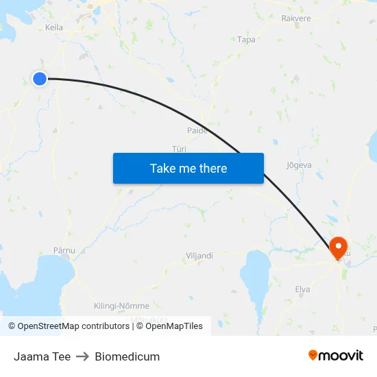 Jaama Tee to Biomedicum map
