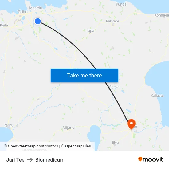 Jüri Tee to Biomedicum map