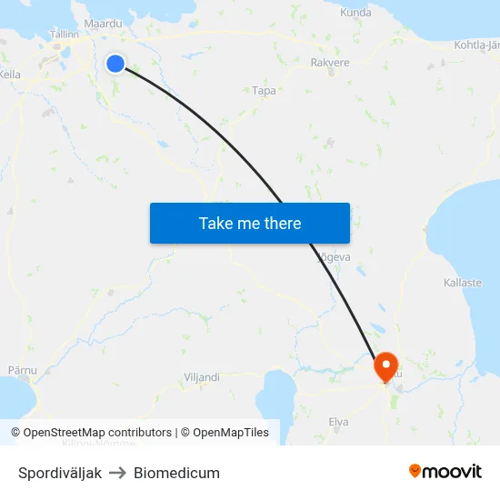 Spordiväljak to Biomedicum map