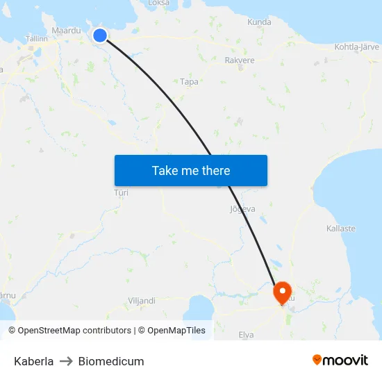 Kaberla to Biomedicum map