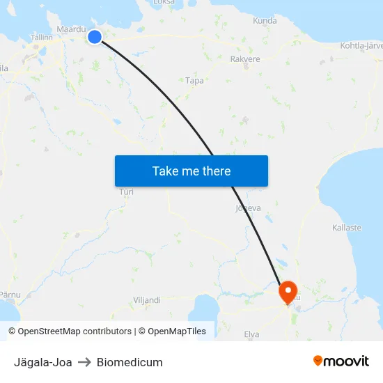 Jägala-Joa to Biomedicum map
