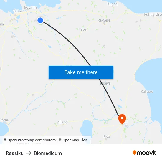 Raasiku to Biomedicum map