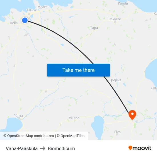 Vana-Pääsküla to Biomedicum map