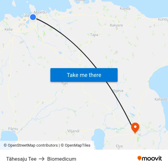 Tähesaju Tee to Biomedicum map