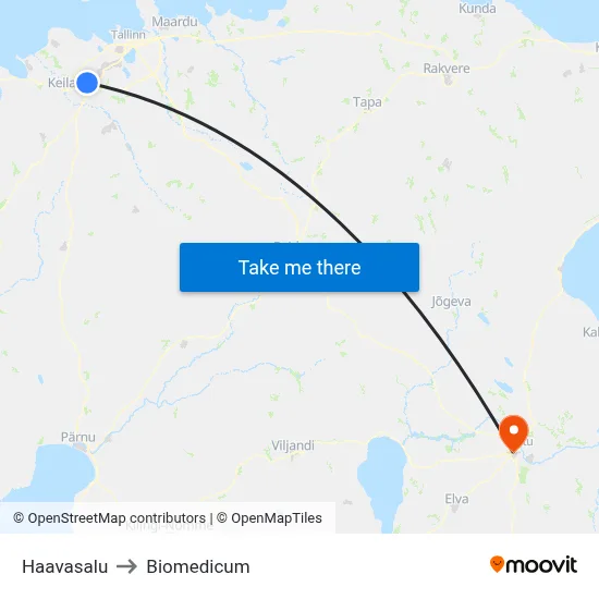 Haavasalu to Biomedicum map