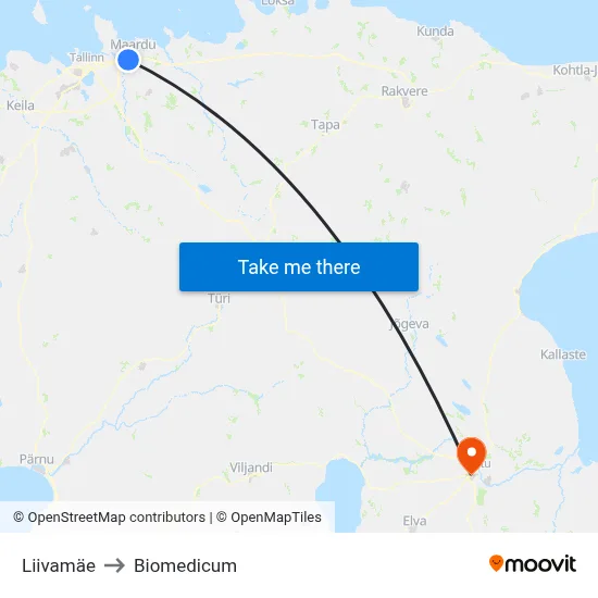 Liivamäe to Biomedicum map