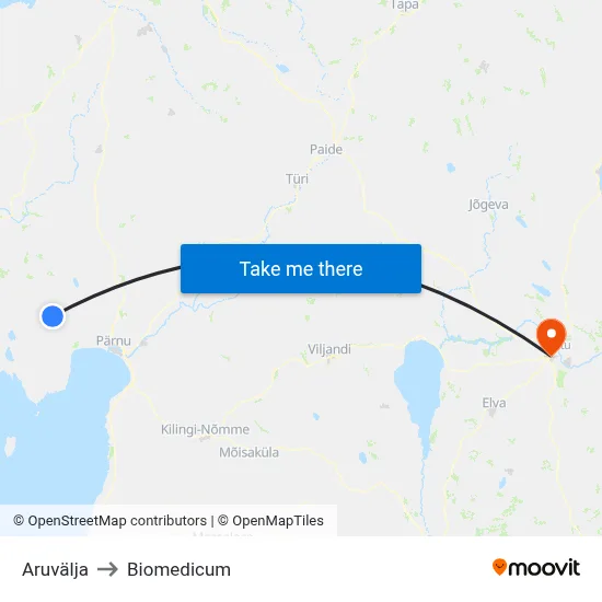 Aruvälja to Biomedicum map