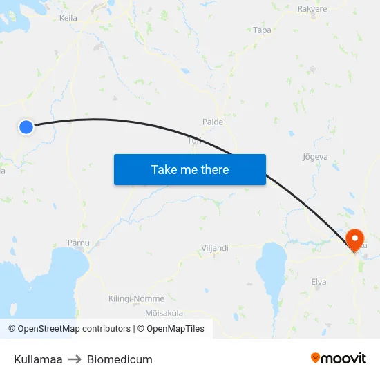 Kullamaa to Biomedicum map