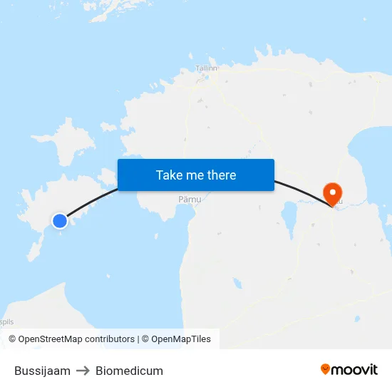 Bussijaam to Biomedicum map