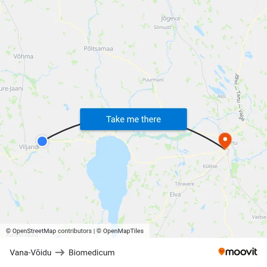 Vana-Võidu to Biomedicum map