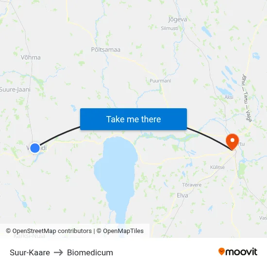 Suur-Kaare to Biomedicum map