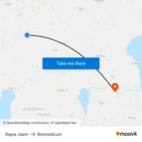 Rapla Jaam to Biomedicum map
