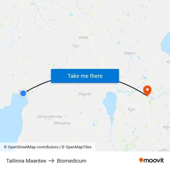 Tallinna Maantee to Biomedicum map