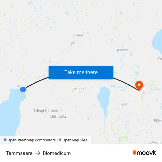 Tammsaare to Biomedicum map