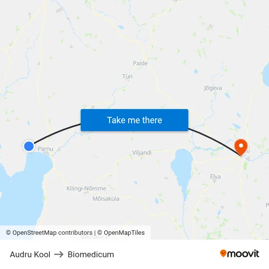Audru Kool to Biomedicum map