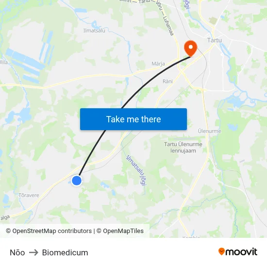 Nõo to Biomedicum map