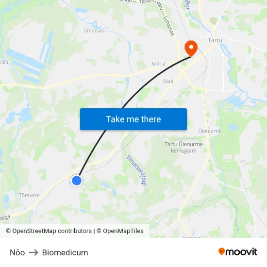 Nõo to Biomedicum map