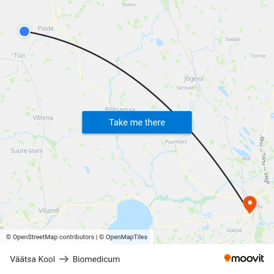 Väätsa Kool to Biomedicum map