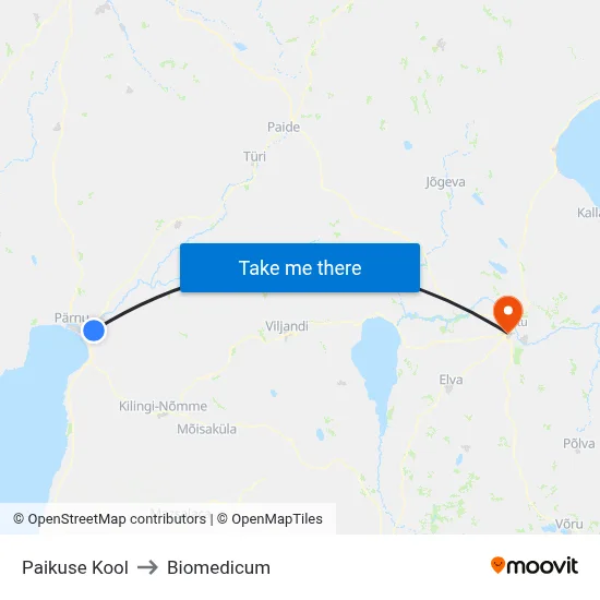 Paikuse Kool to Biomedicum map