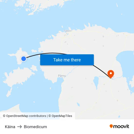 Käina to Biomedicum map