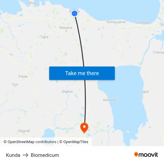 Kunda to Biomedicum map