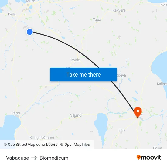 Vabaduse to Biomedicum map