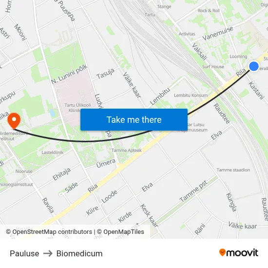 Pauluse to Biomedicum map