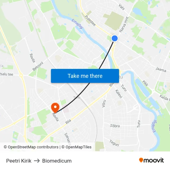 Peetri Kirik to Biomedicum map