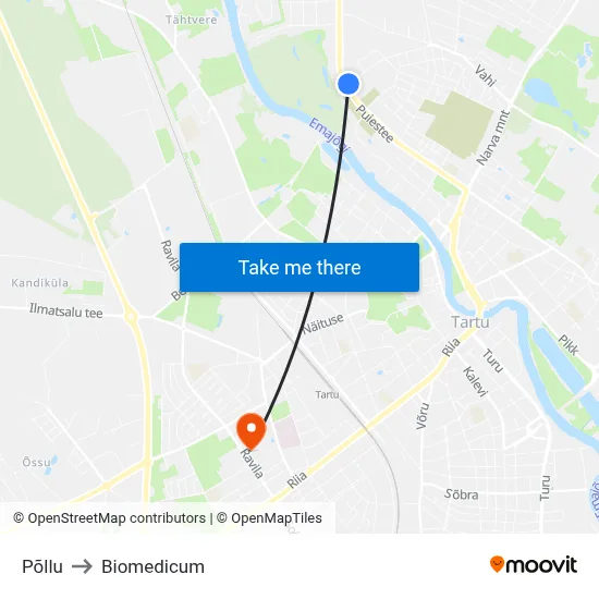 Põllu to Biomedicum map