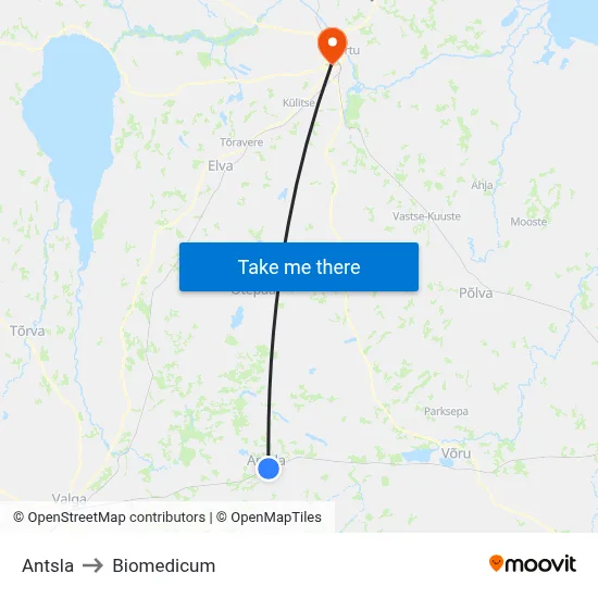 Antsla to Biomedicum map