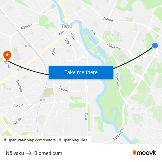 Nõlvaku to Biomedicum map