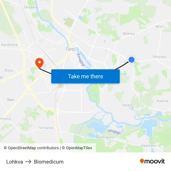 Lohkva to Biomedicum map