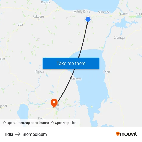 Iidla to Biomedicum map