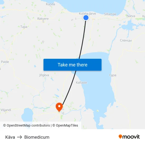 Käva to Biomedicum map
